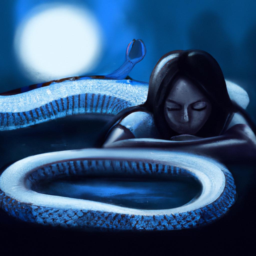 Imagem de capa do post "O que Significa Sonhar com Cobra Azul Claro? Descubra!" com um desenho digital