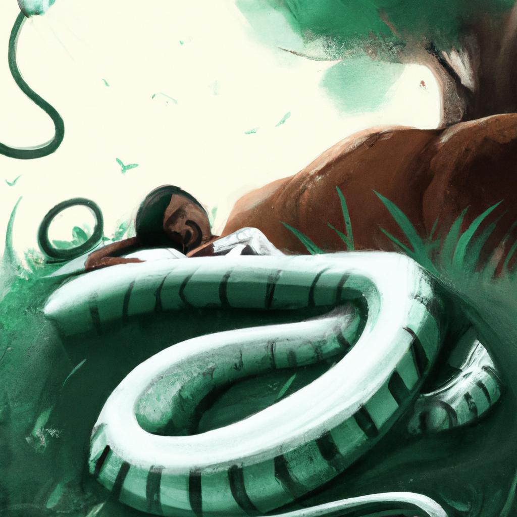 Imagem de capa do post "Sonhar com Cobra Branca e Verde: O que Significa?" com um desenho digital