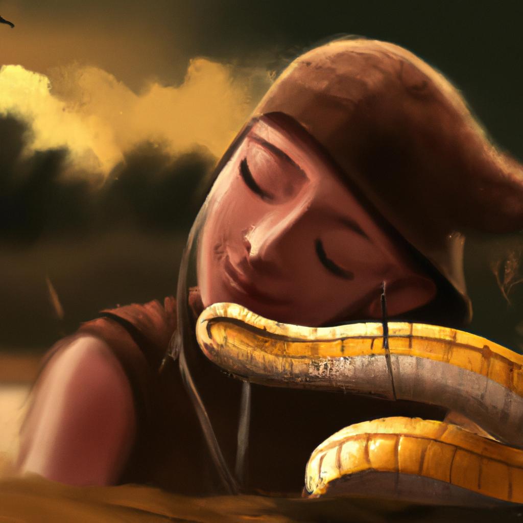 Imagem de capa do post "Sonhar com Cobra Cascavel Mordendo: Descubra o que Significa!" com um desenho digital