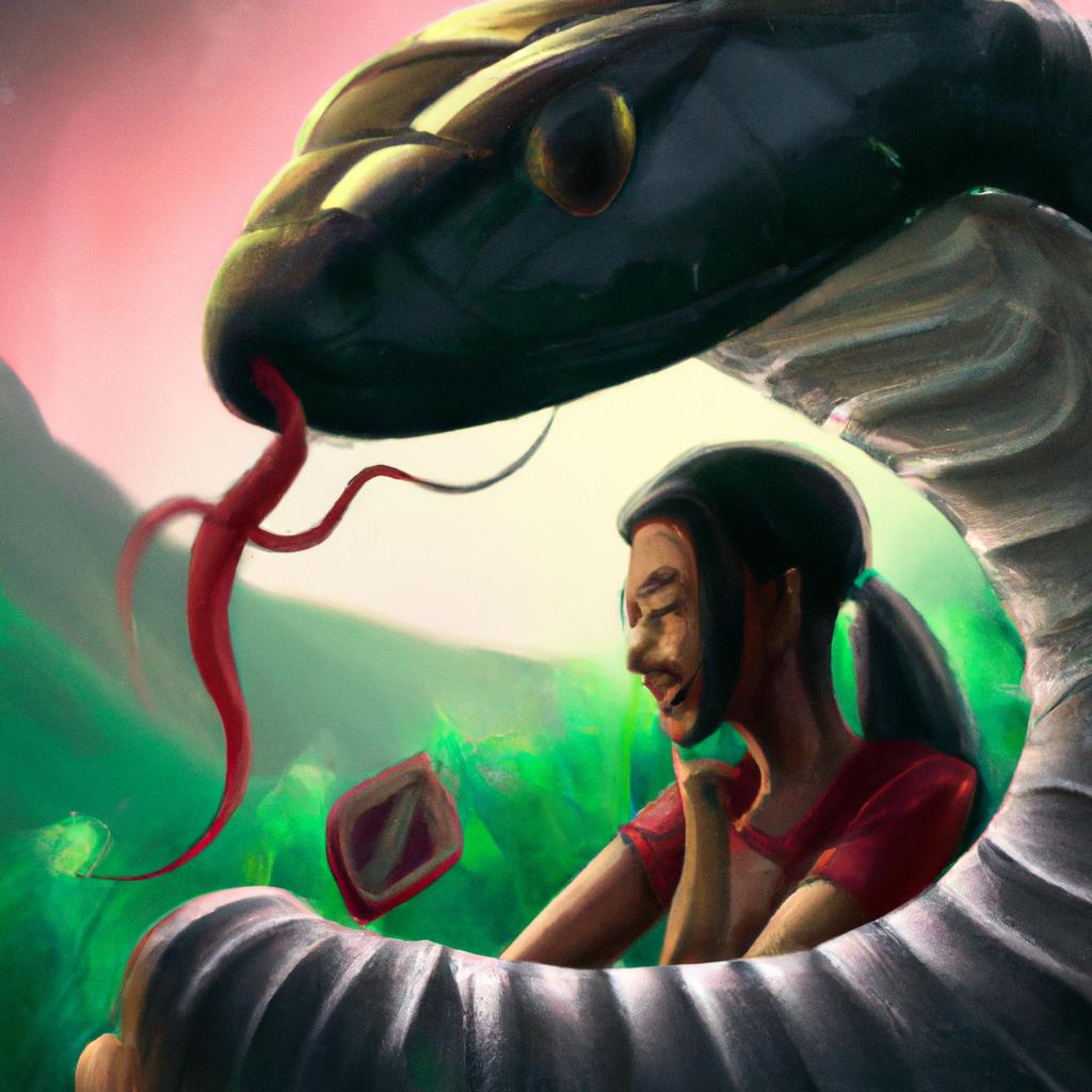 Imagem de capa do post "Sonhar Com Cobra Comendo Cobra: O Significado Revelado!" com um desenho digital
