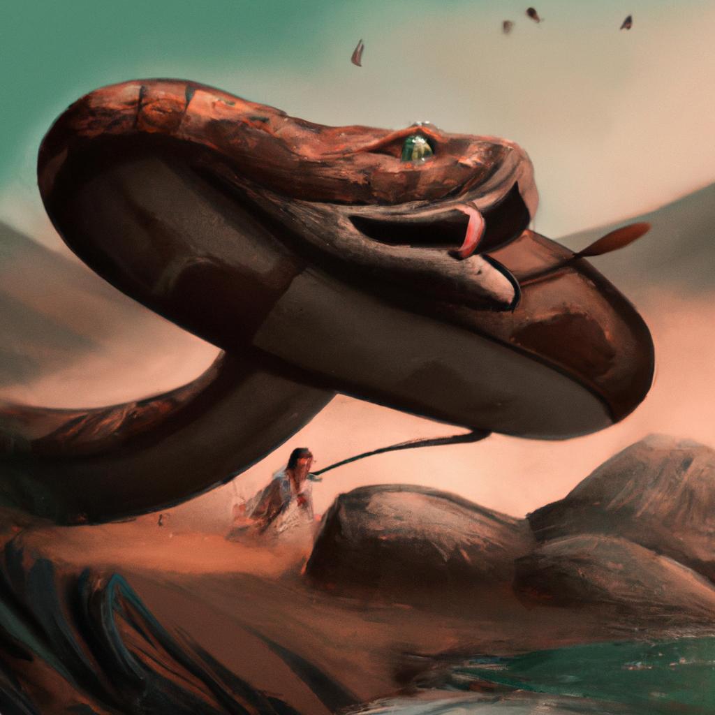 Imagem de capa do post "Sonhar com Cobra e Mata-la: Decifre o Significado do Seu Sonho!" com um desenho digital