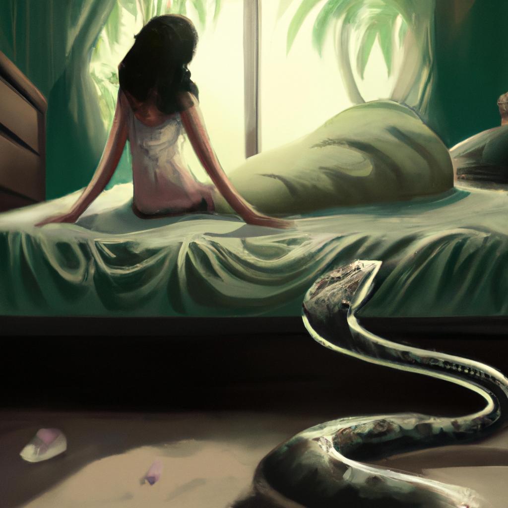 Imagem de capa do post "Sonhar com Cobra na Cama: O que Significa?" com um desenho digital