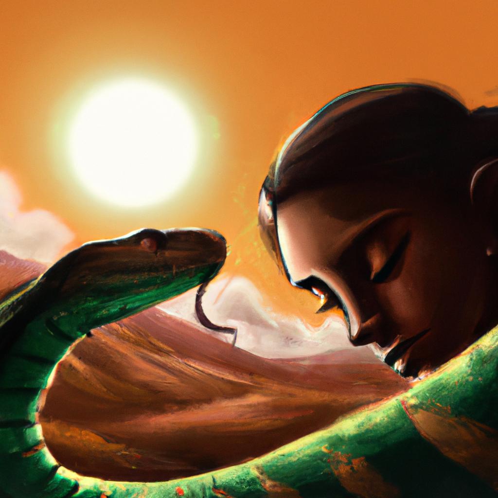 Imagem de capa do post "Significado de Sonhar com Cobra Engolindo Outra Cobra: O Que Isso Pode Significar?" com um desenho digital