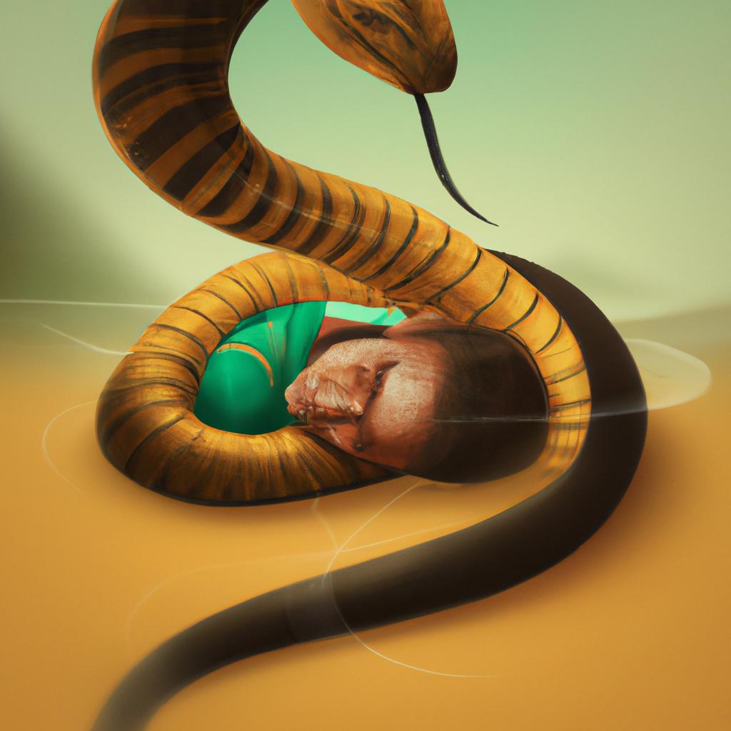 Imagem de capa do post "Cobra Enrolada em Outro: O que Significa Sonhar Assim?" com um desenho digital