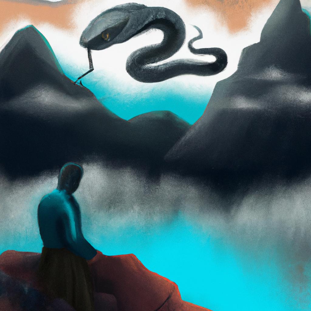 Imagem de capa do post "Descubra o Significado de Sonhar com Cobra Fina e Comprida!" com um desenho digital
