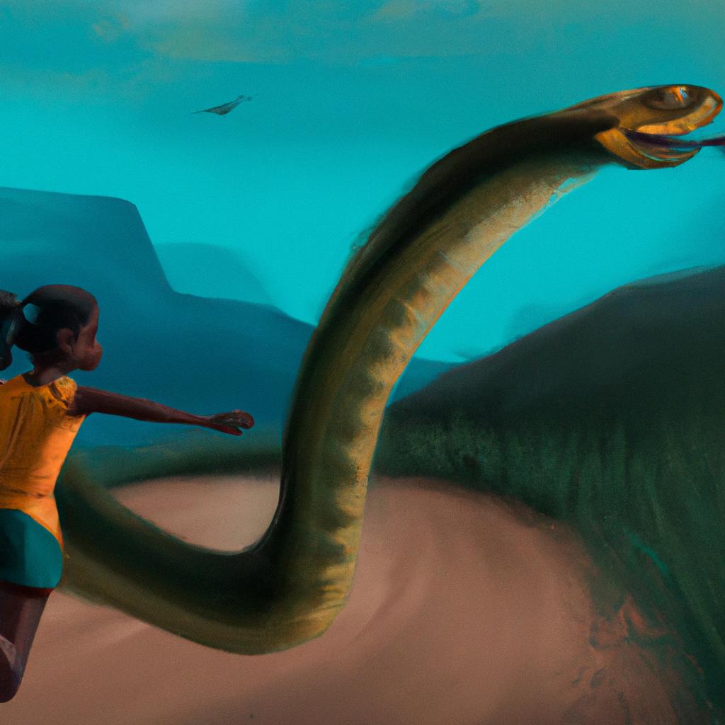 Imagem de capa do post "Cobra Grande Correndo Atrás de Mim: Descubra o Significado dos Sonhos!" com um desenho digital