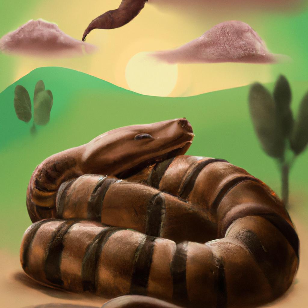 Imagem de capa do post "Descubra o Significado de Sonhar com Cobra Grande Marrom!" com um desenho digital