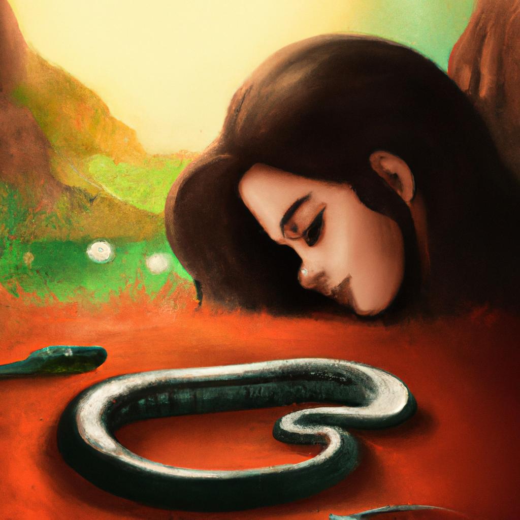 Imagem de capa do post "Sonhar com Cobra Grande: O que Significa?" com um desenho digital