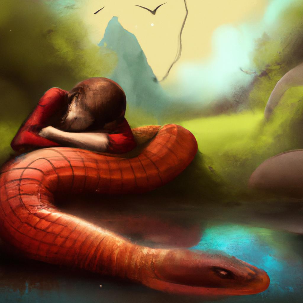 Imagem de capa do post "Confira o Significado de Sonhar com Cobra Grande Vermelha!" com um desenho digital