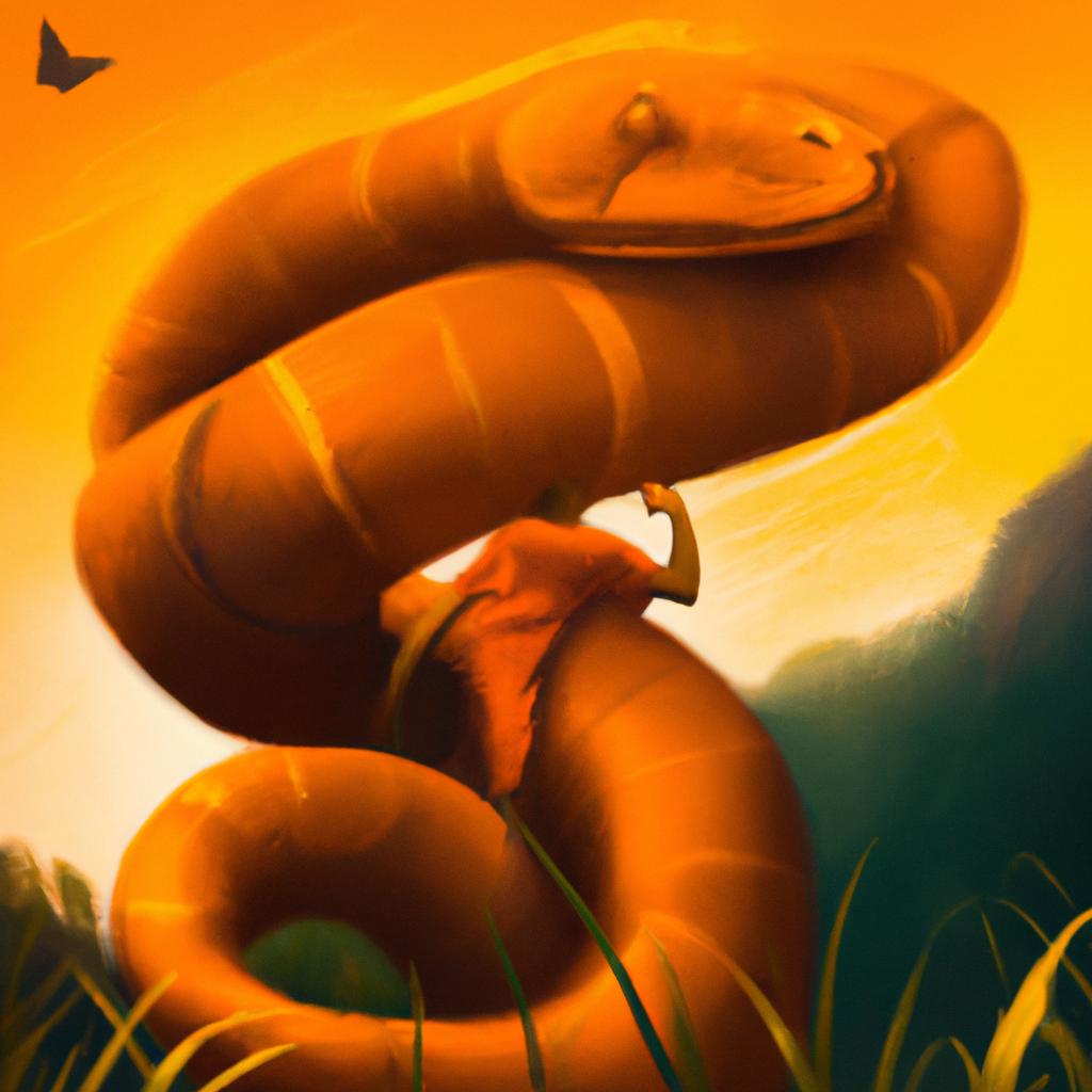 Imagem de capa do post "Descubra o Significado de Sonhar com Cobra Laranja!" com um desenho digital