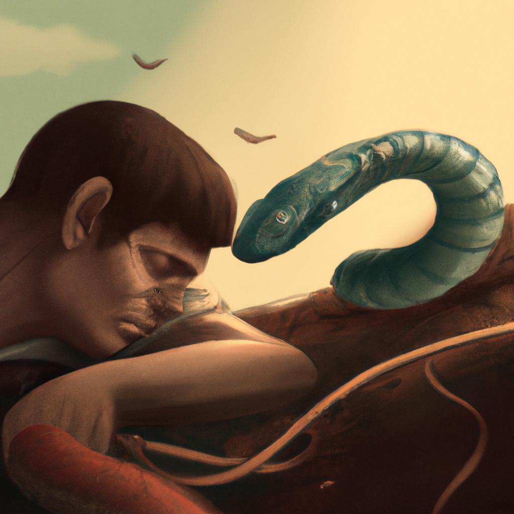 Imagem de capa do post "Descubra o Significado de Sonhar com Cobra Me Mordendo no Braço!" com um desenho digital