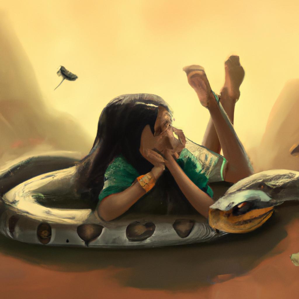 Imagem de capa do post "Descubra o Significado de Sonhar com Cobra Mordendo o Dedo!" com um desenho digital