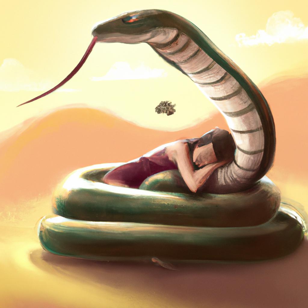 Imagem de capa do post "Descubra o Significado de Sonhar com Cobra Muito Grande!" com um desenho digital