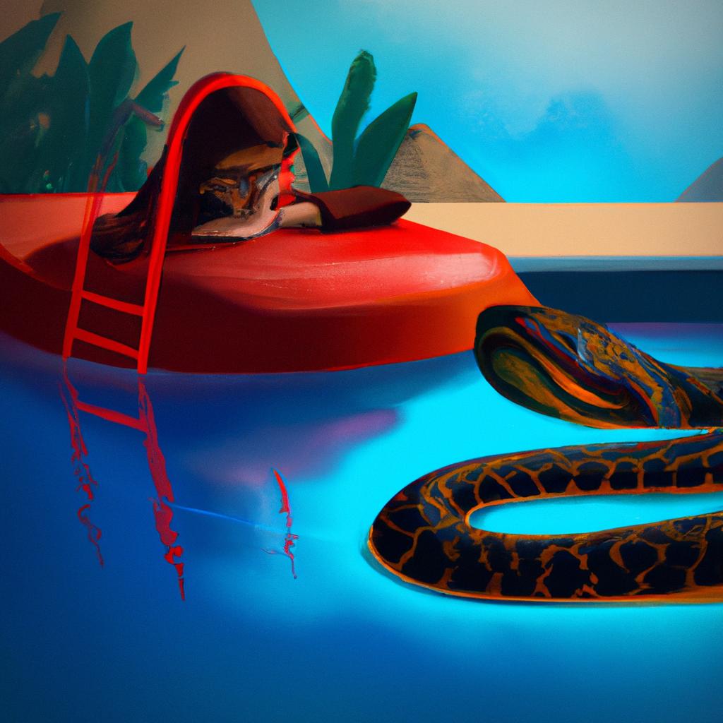 Imagem de capa do post "Sonhar com Cobra na Piscina: Descubra o Que Significa!" com um desenho digital