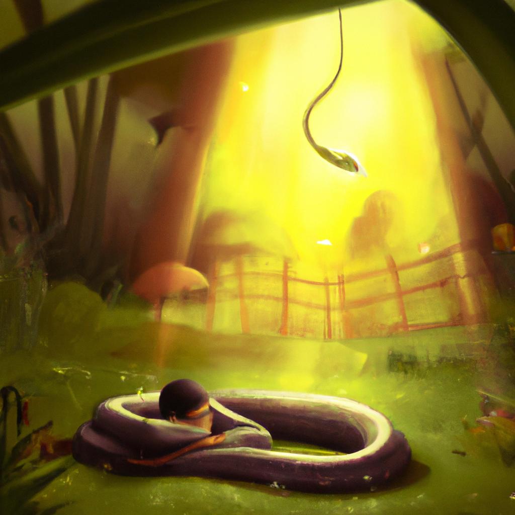 Imagem de capa do post "Sonhar com Cobra no Quintal: O que Significa?" com um desenho digital