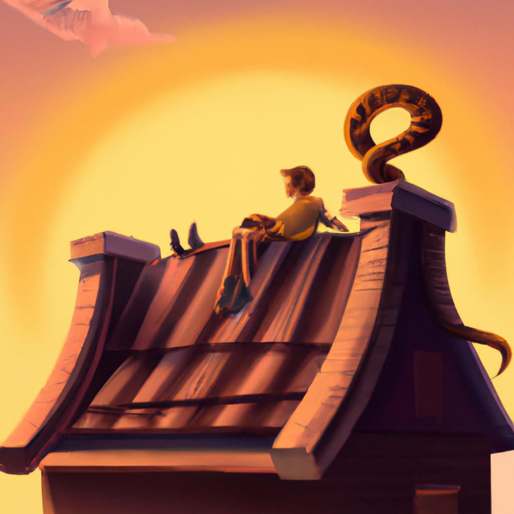 Imagem de capa do post Descubra o Significado de Sonhar com Cobra no Telhado! com um desenho digital