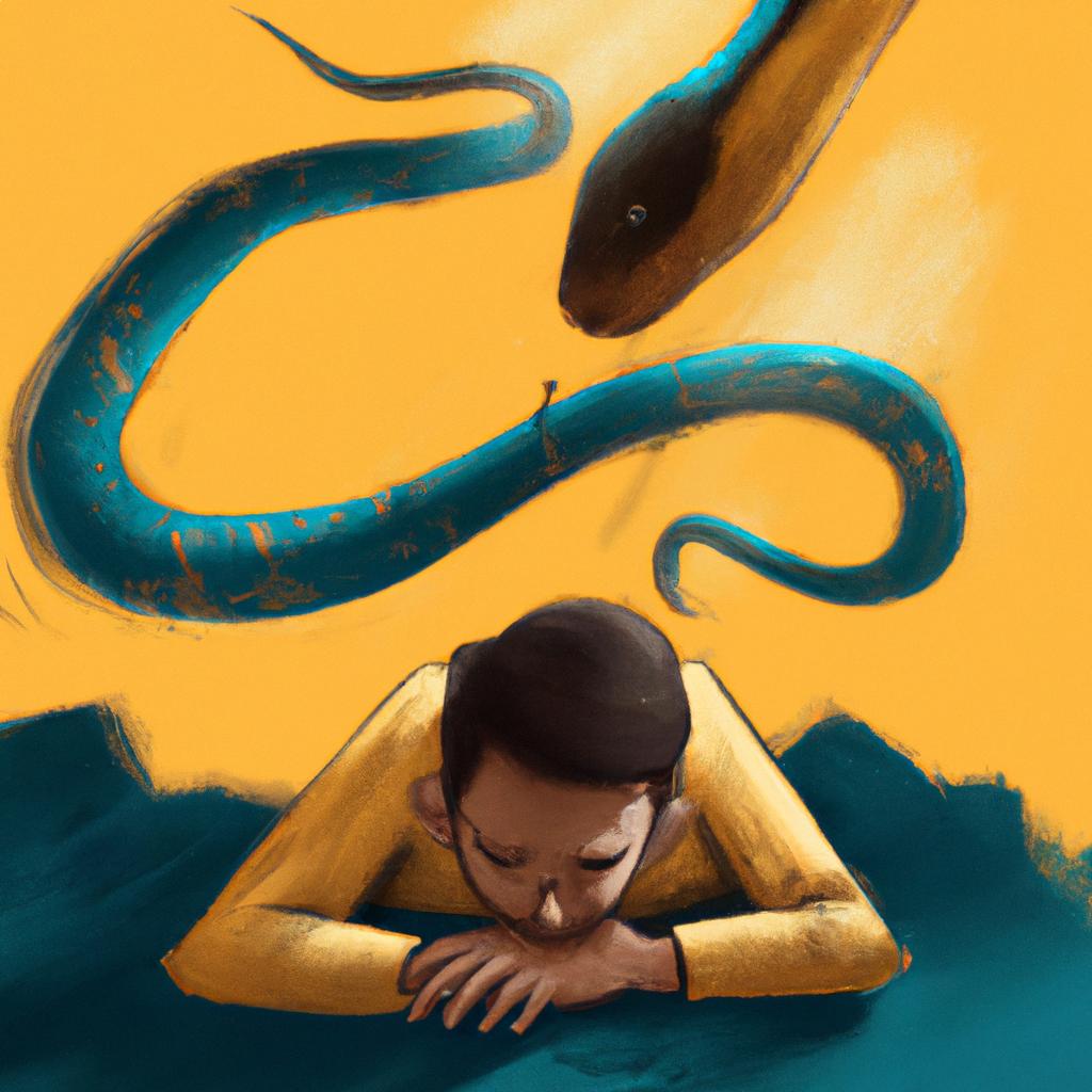 Imagem de capa do post "Descubra o Significado de Sonhar com Cobra Amarela Pequena!" com um desenho digital