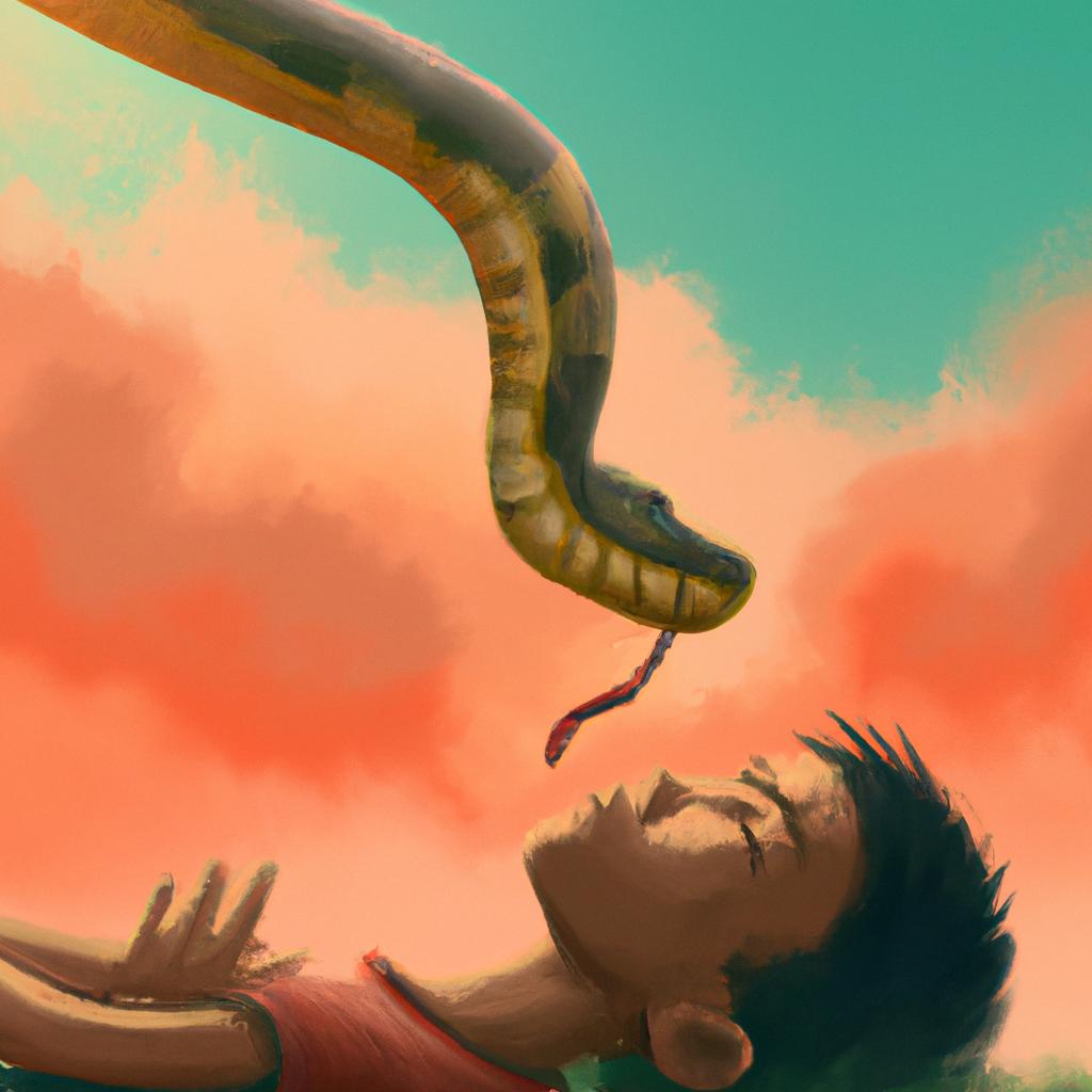 Imagem de capa do post "Sonhar com Cobra Picando a Perna: Entenda o Significado!" com um desenho digital