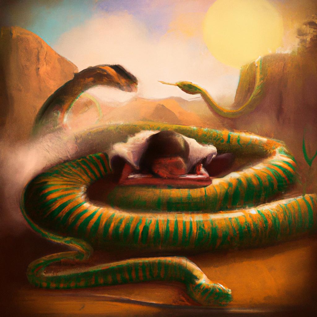 Imagem de capa do post "Descubra o Significado de Sonhar com Cobra Presa!" com um desenho digital