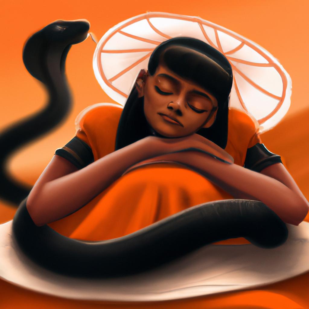Imagem de capa do post "O Significado Por Trás do Sonho com Cobra Preta e Laranja" com um desenho digital