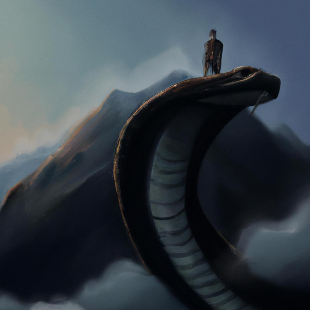 Imagem de capa do post "Descubra o Significado de Sonhar com Cobra Preta Grande!" com um desenho digital