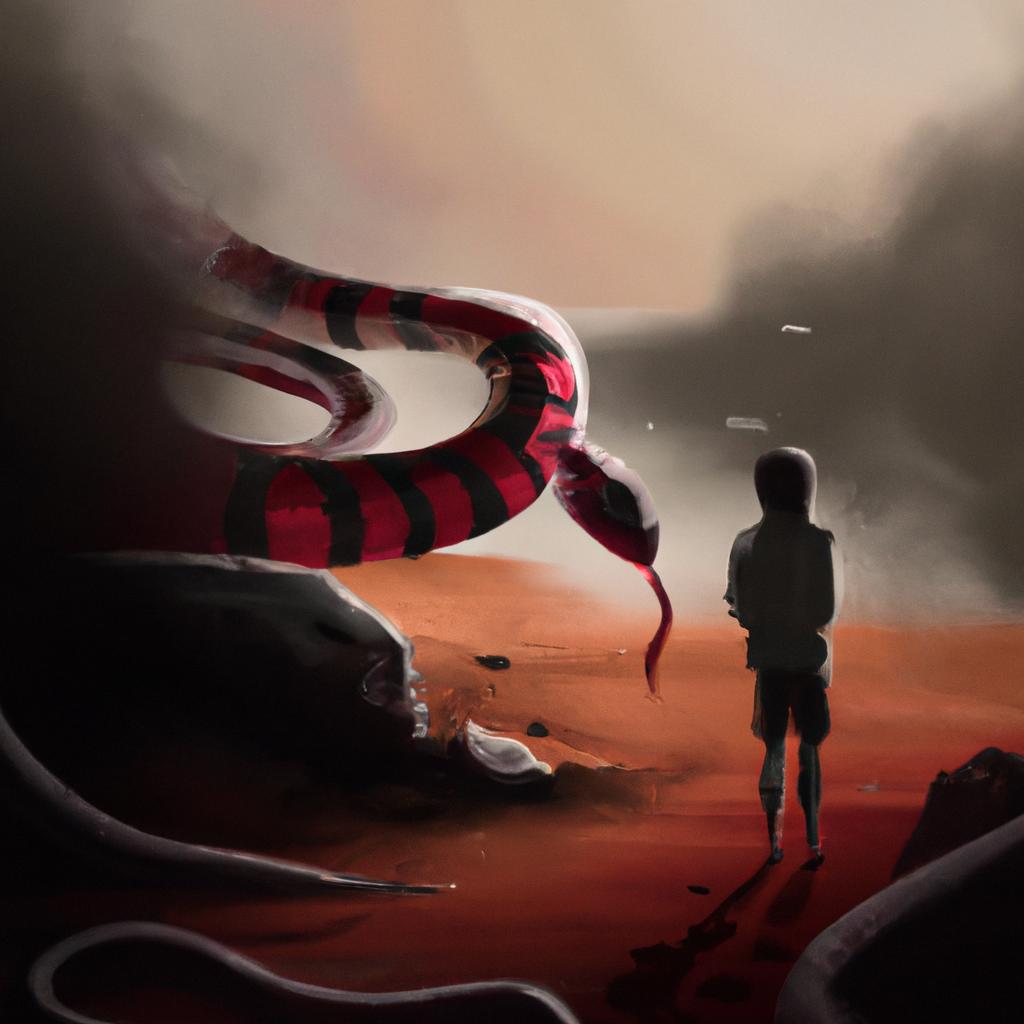 Imagem de capa do post "Descubra o Significado de Sonhar com Cobra Vermelha e Preta!" com um desenho digital