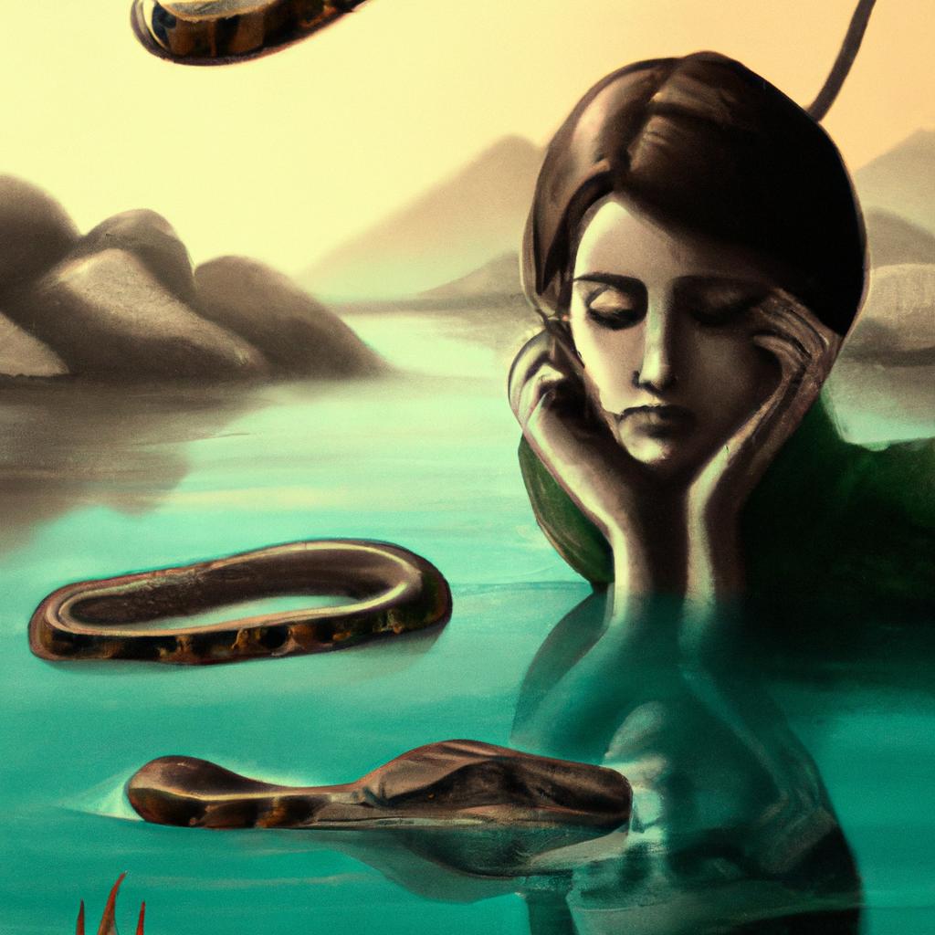Imagem de capa do post "O Que Significa Sonhar com Cobras na Água? Descubra Aqui!" com um desenho digital