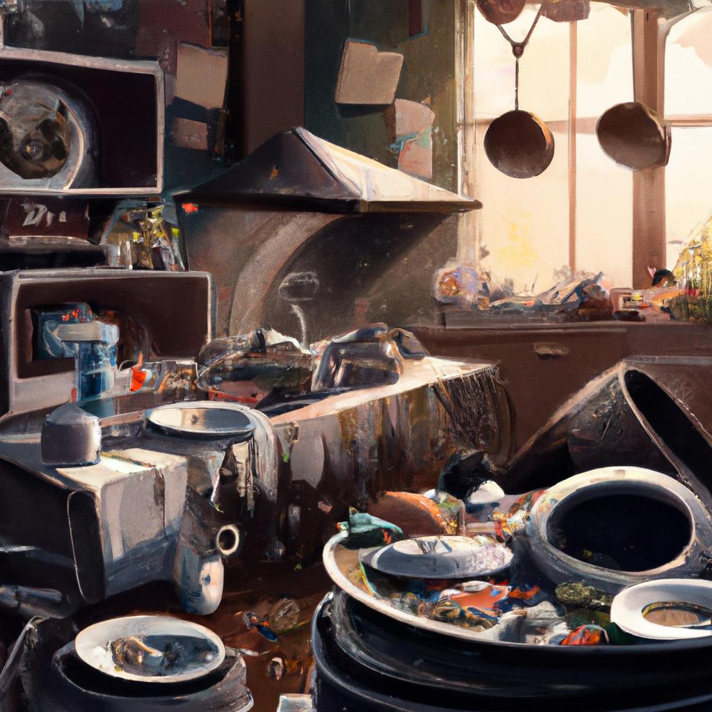 Imagem de capa do post "Sonhar com Cozinha Muito Suja: O Que Significa?" com um desenho digital