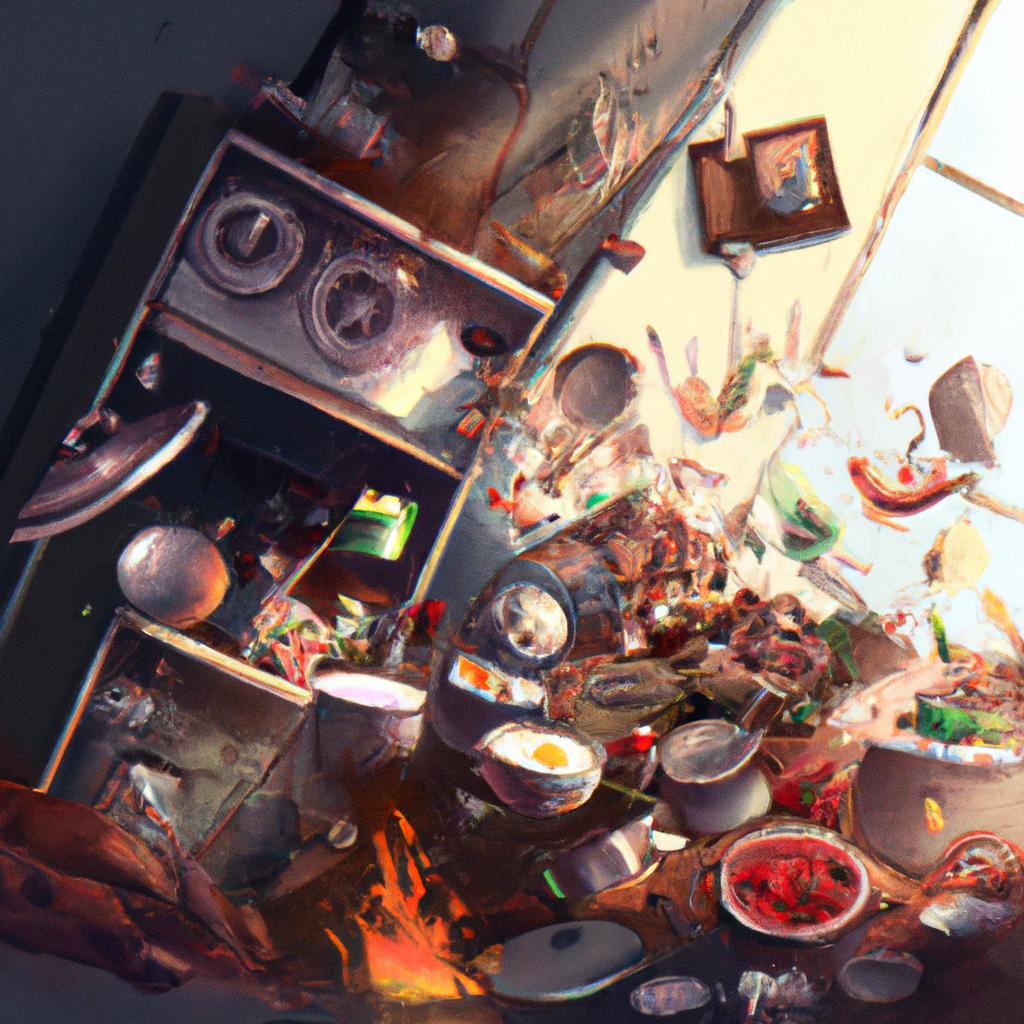 Imagem de capa do post "Sonhar com Cozinha Suja: Descubra o Significado Real!" com um desenho digital