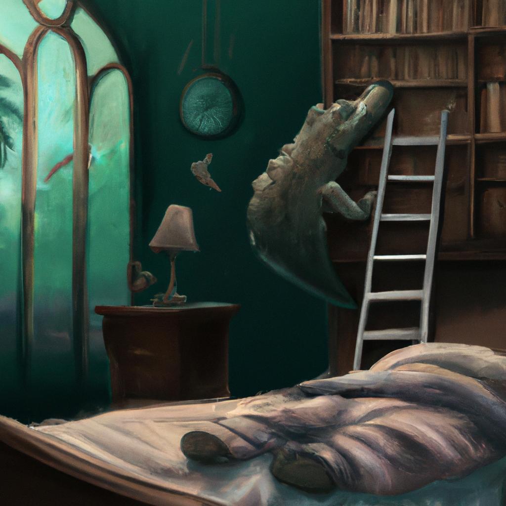 Imagem de capa do post "Descubra o que Significa Sonhar com Crocodilo Dentro de Casa" com um desenho digital