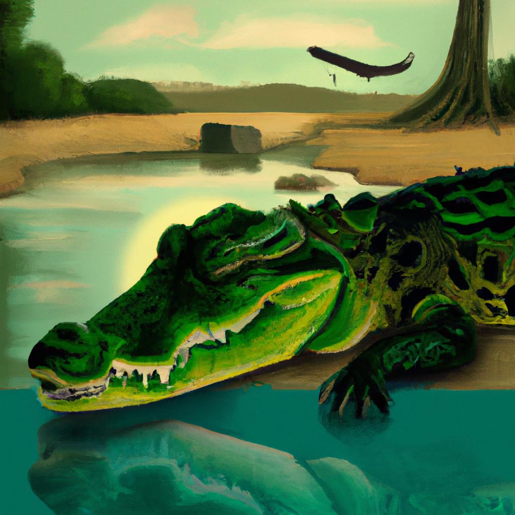Imagem de capa do post "Descubra o Surpreendente Significado de Sonhar com Crocodilos!" com um desenho digital