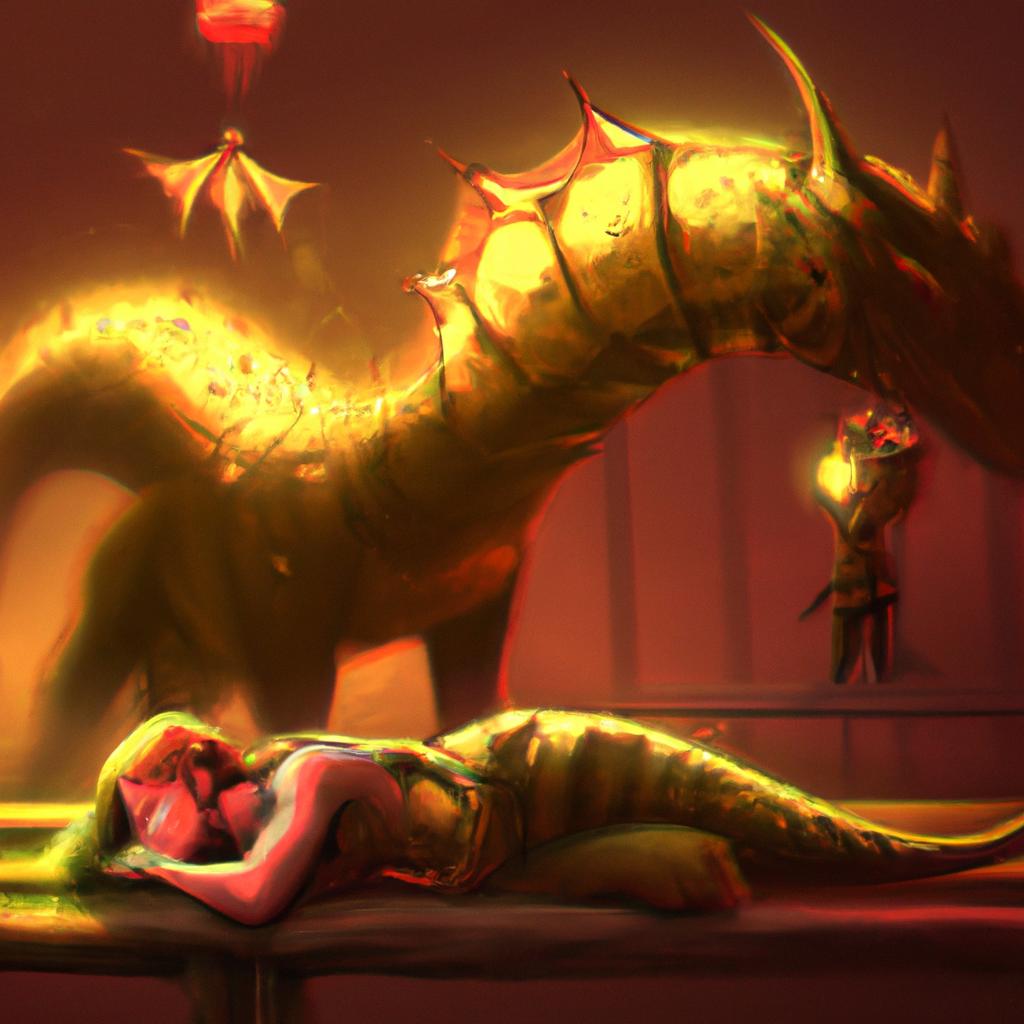 Imagem de capa do post "Descubra o Significado de Sonhar com Dragão Dourado!" com um desenho digital
