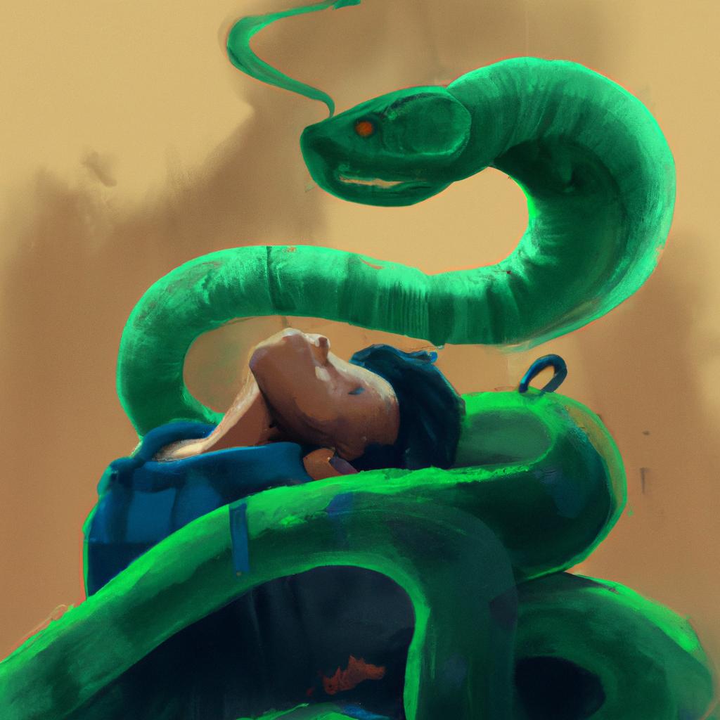 Imagem de capa do post "Descubra o que Significa Sonhar com Duas Cobras Verdes!" com um desenho digital