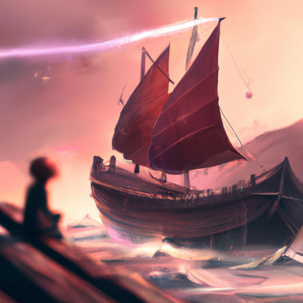 Imagem de capa do post "Descubra o Significado de Sonhar com Embarcação!" com um desenho digital
