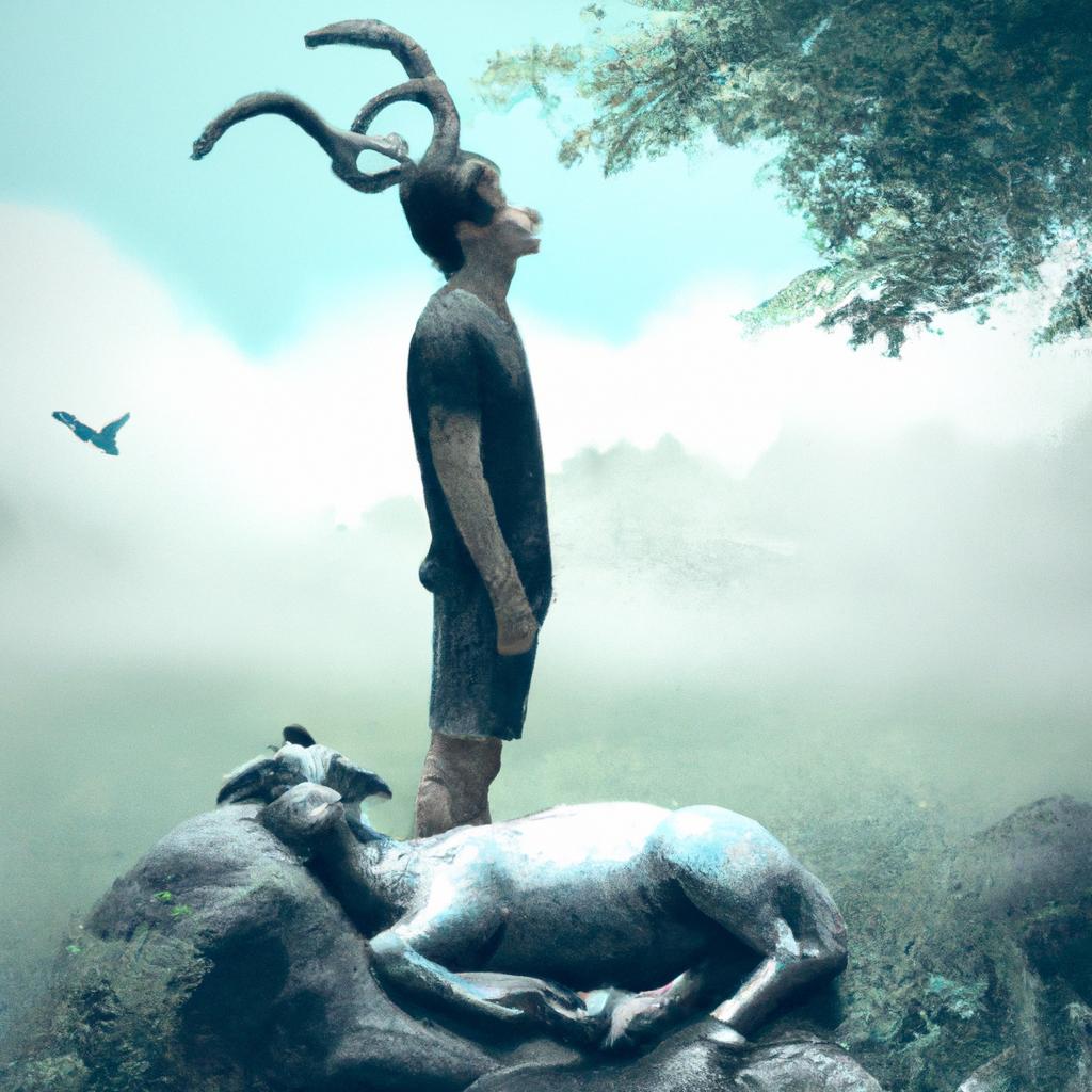 Imagem de capa do post "Descubra o Significado do Sonho com Estatua de Animal!" com um desenho digital