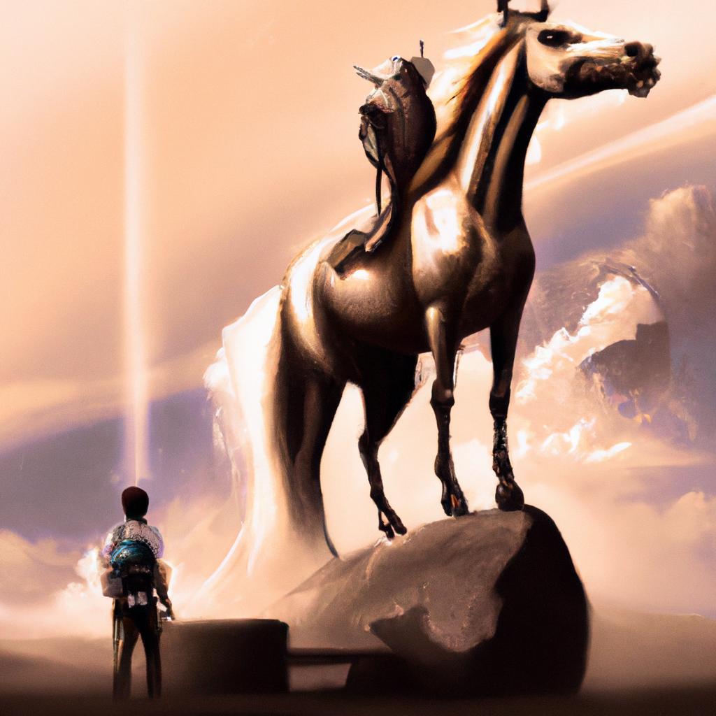 Imagem de capa do post "Descubra o Significado de Sonhar com Estatua de Cavalo!" com um desenho digital