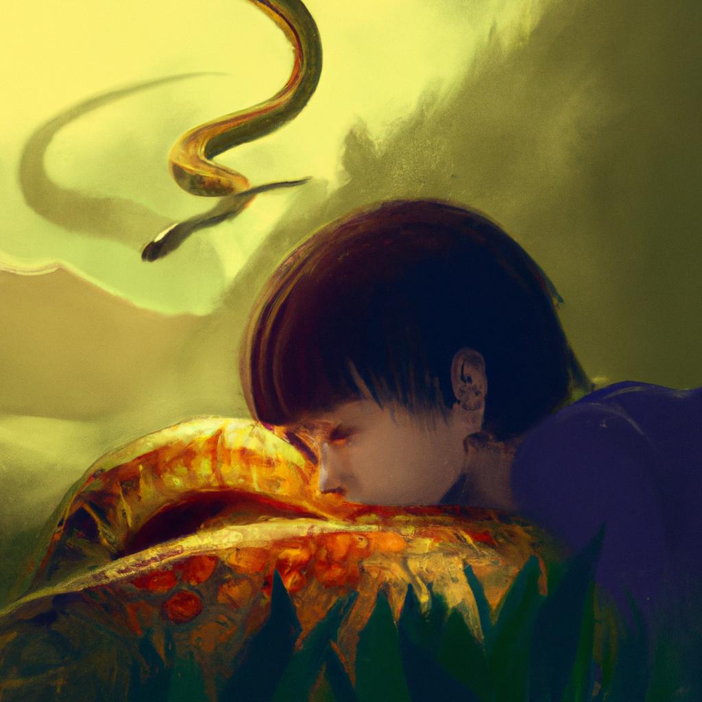Imagem de capa do post "Sonhar com Filhote de Cobra Atacando: Entenda o Significado!" com um desenho digital