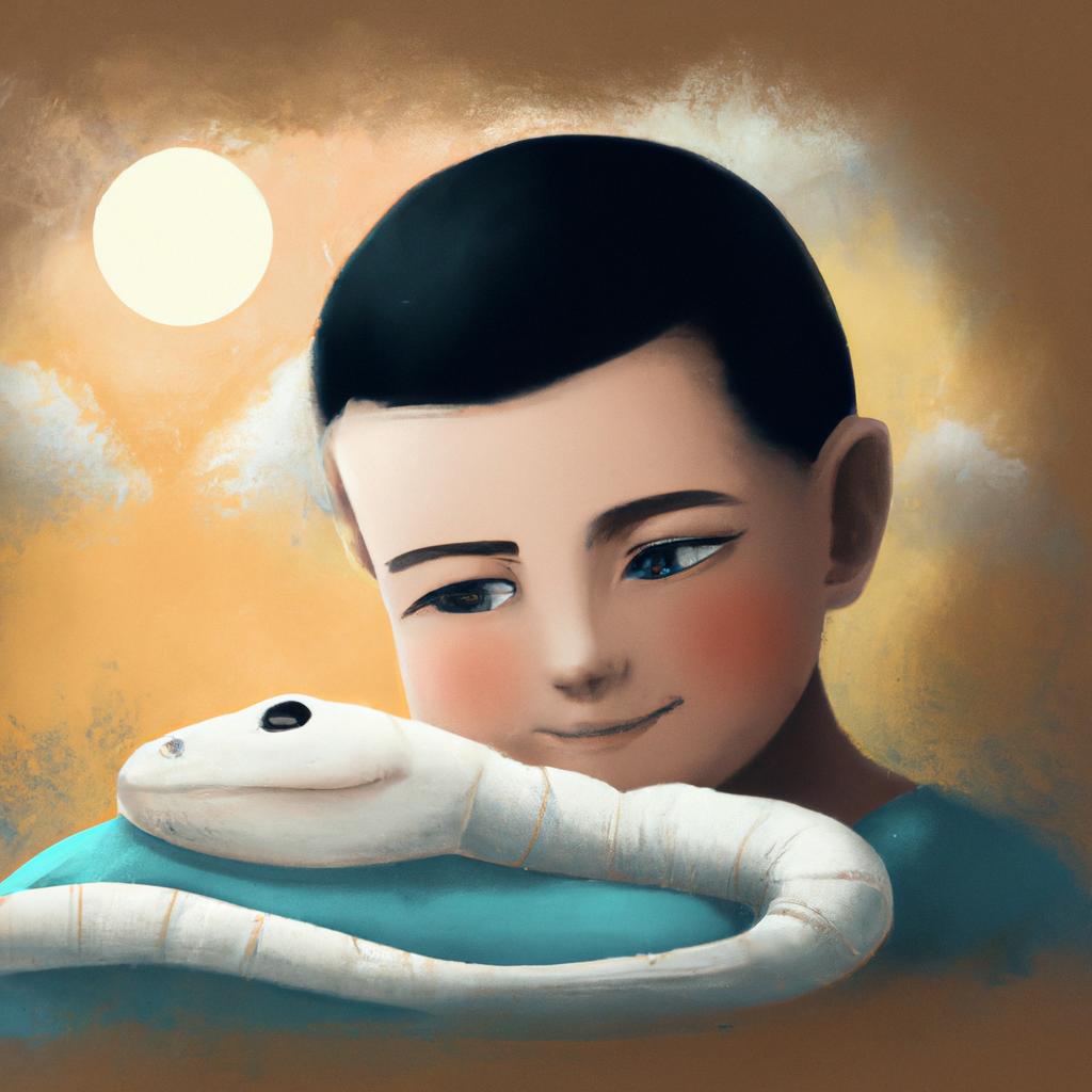 Imagem de capa do post "Sonhar com Filhote de Cobra Branca: Descubra o Significado!" com um desenho digital