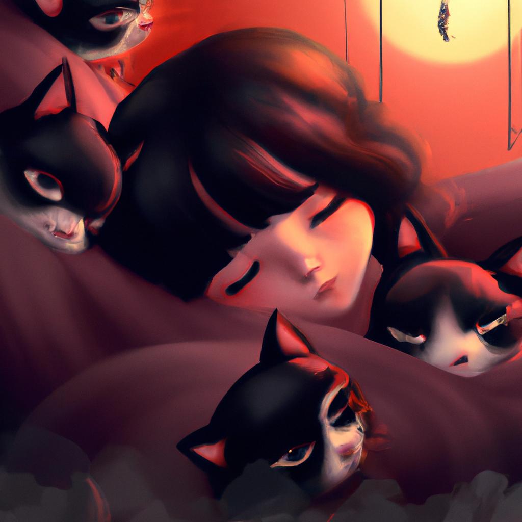 Imagem de capa do post "Descubra o Significado de Sonhar com Filhotes de Gato Preto!" com um desenho digital