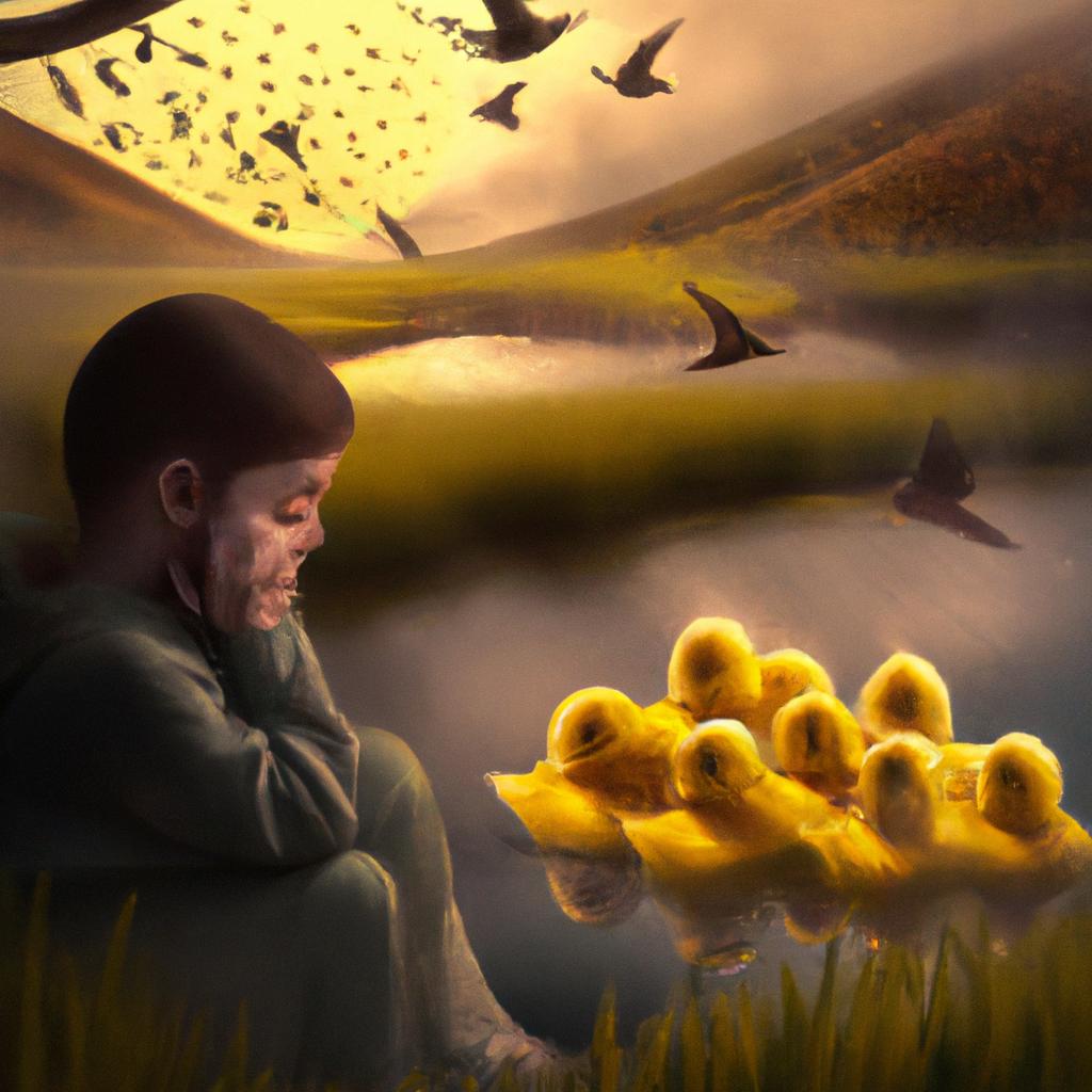 Imagem de capa do post Sonhar com Filhotes de Patos Amarelos: O Que Significa? com um desenho digital