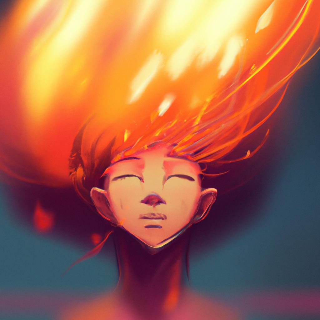 Imagem de capa do post "Sonhar com Fogo no Cabelo: Descubra o Significado!” com um desenho digital