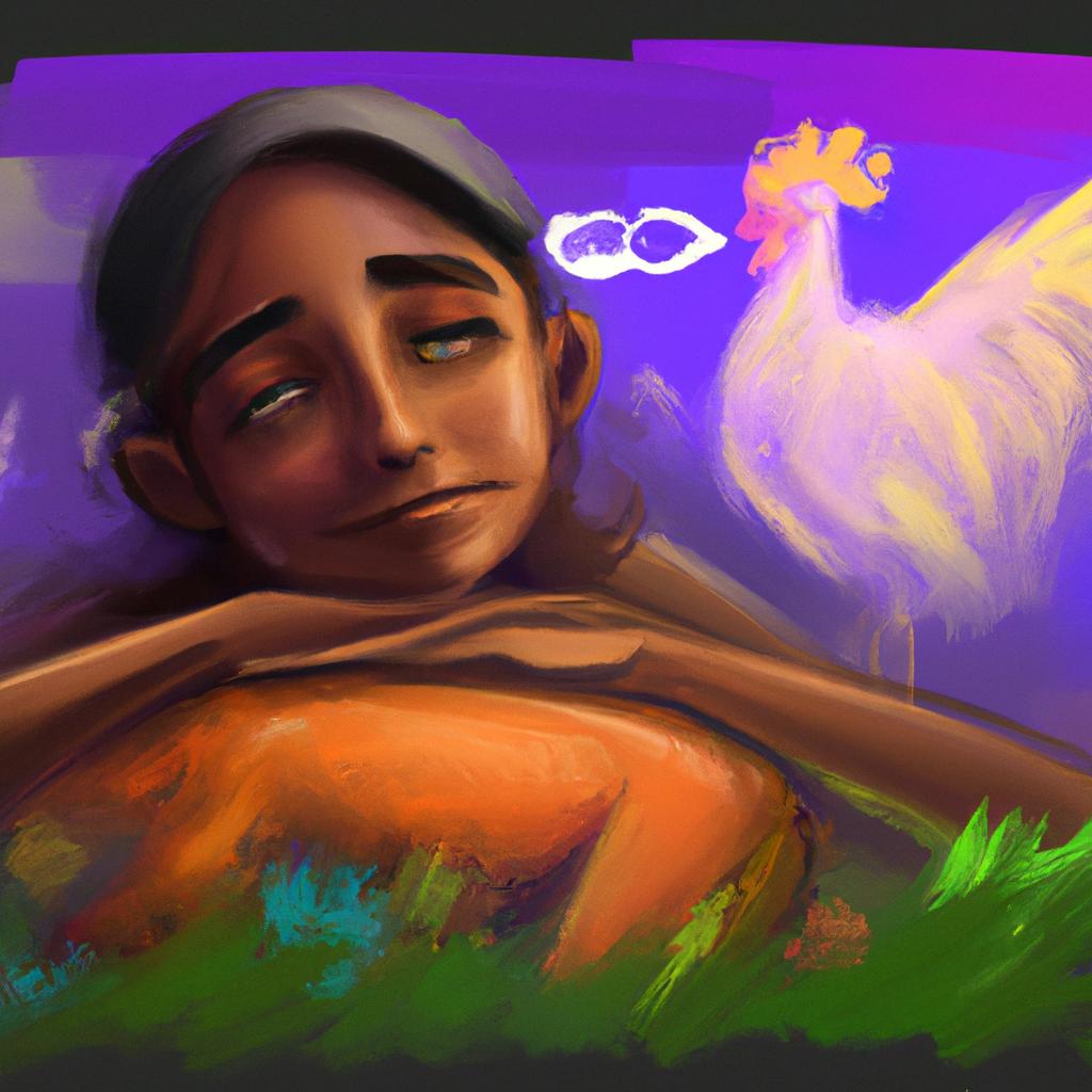 Imagem de capa do post "Sonhar com Frango Depenado: Entenda o Significado!" com um desenho digital