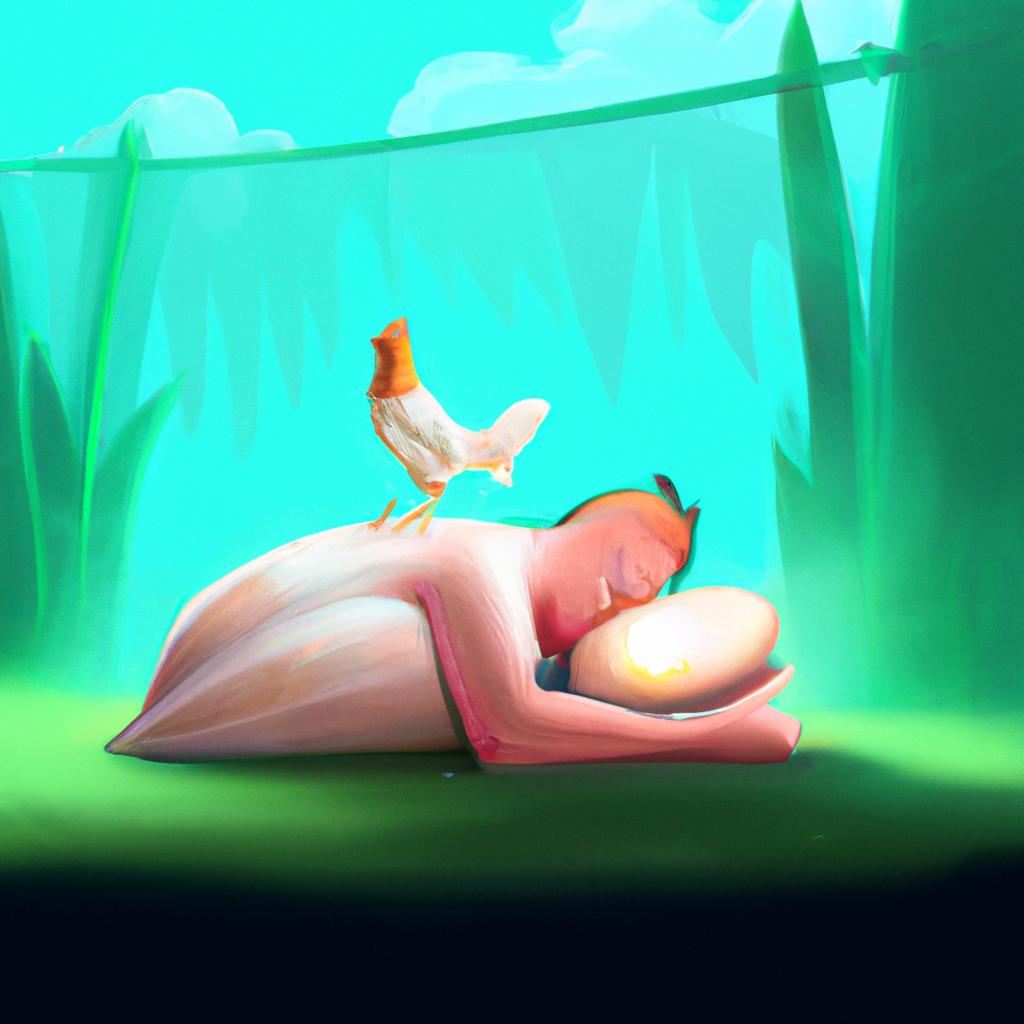 Imagem de capa do post "Descubra o Que Significa Sonhar com Galinha Pondo Ovo!" com um desenho digital
