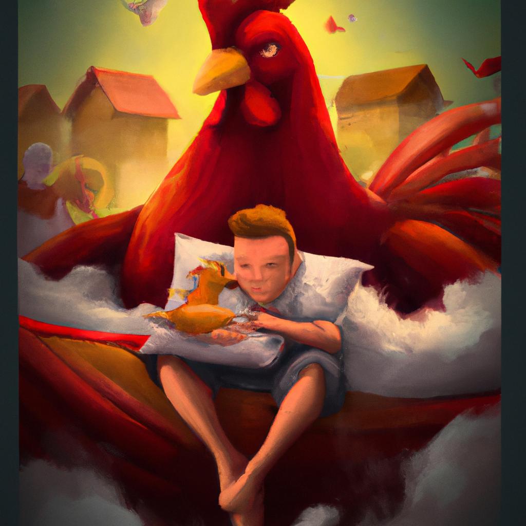 Imagem de capa do post "Sonhar com Galinha Vermelha: Descubra o Significado Surpreendente!" com um desenho digital
