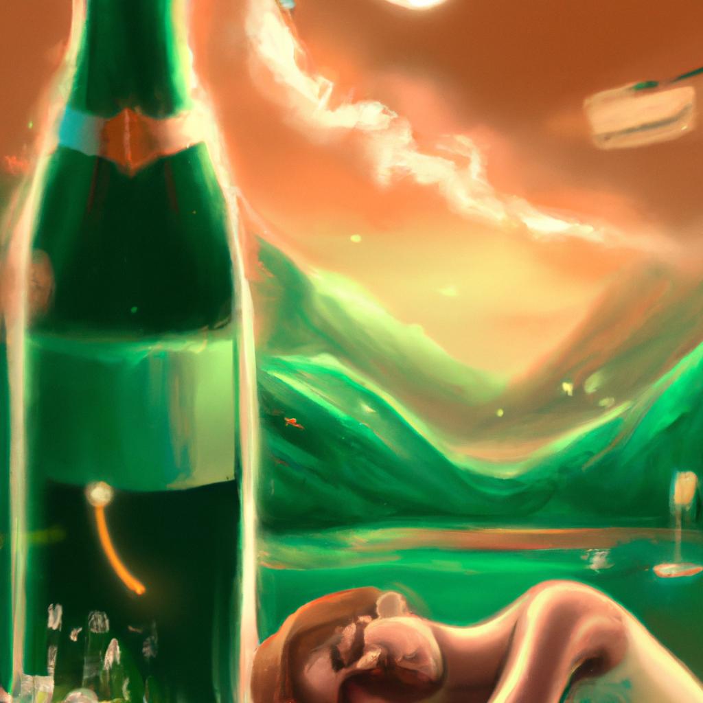 Imagem de capa do post "Descubra o que Significa Sonhar com Garrafa de Champanhe!" com um desenho digital