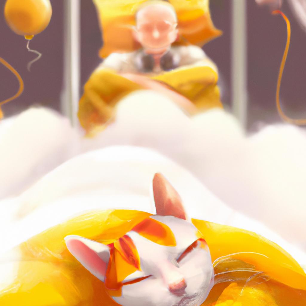 Imagem de capa do post "O que Significa Sonhar com Gato Amarelo e Branco?" com um desenho digital
