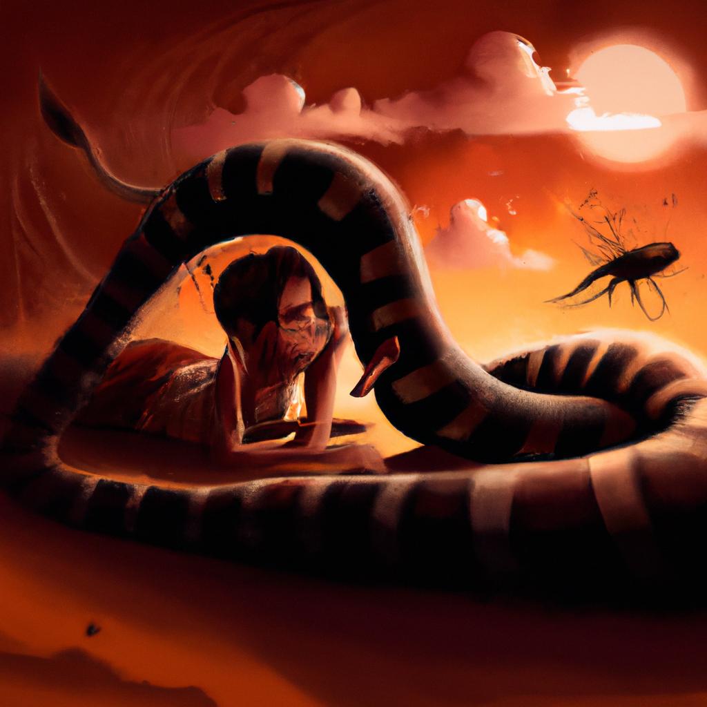 Imagem de capa do post "Descubra o Significado Oculto ao Sonhar com Gato Comendo Cobra!" com um desenho digital