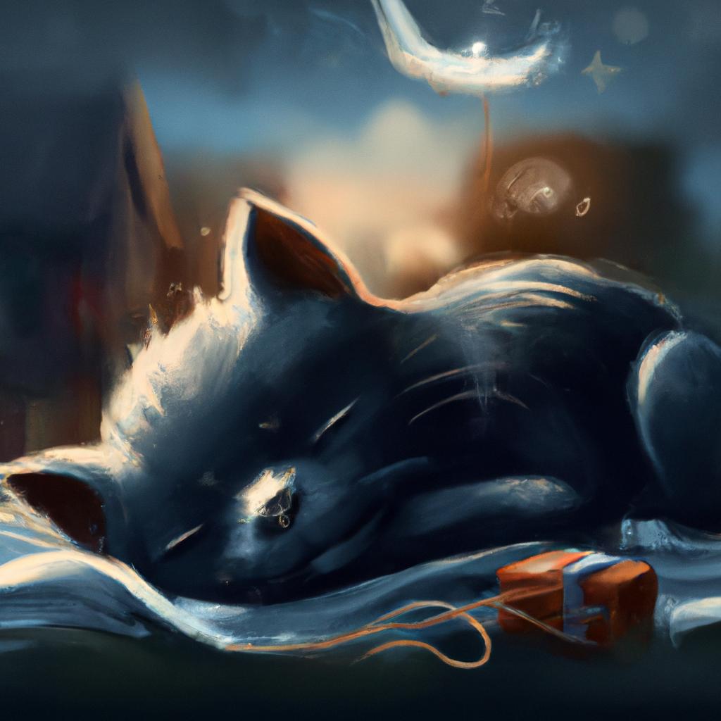 Imagem de capa do post "Sonhar com Gato Filhote Preto: Entenda o Significado!" com um desenho digital