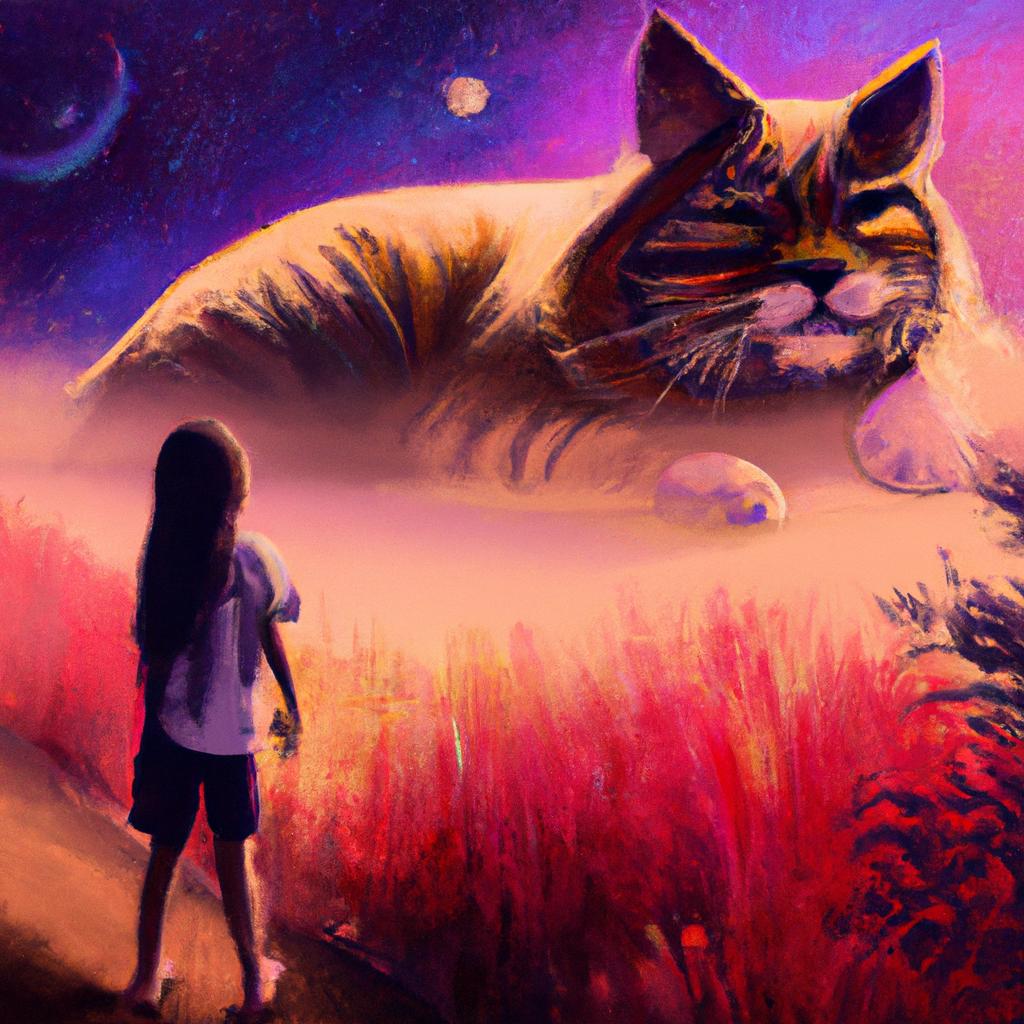 Imagem de capa do post "Descubra o que Significa Sonhar com Gato Gigante!" com um desenho digital