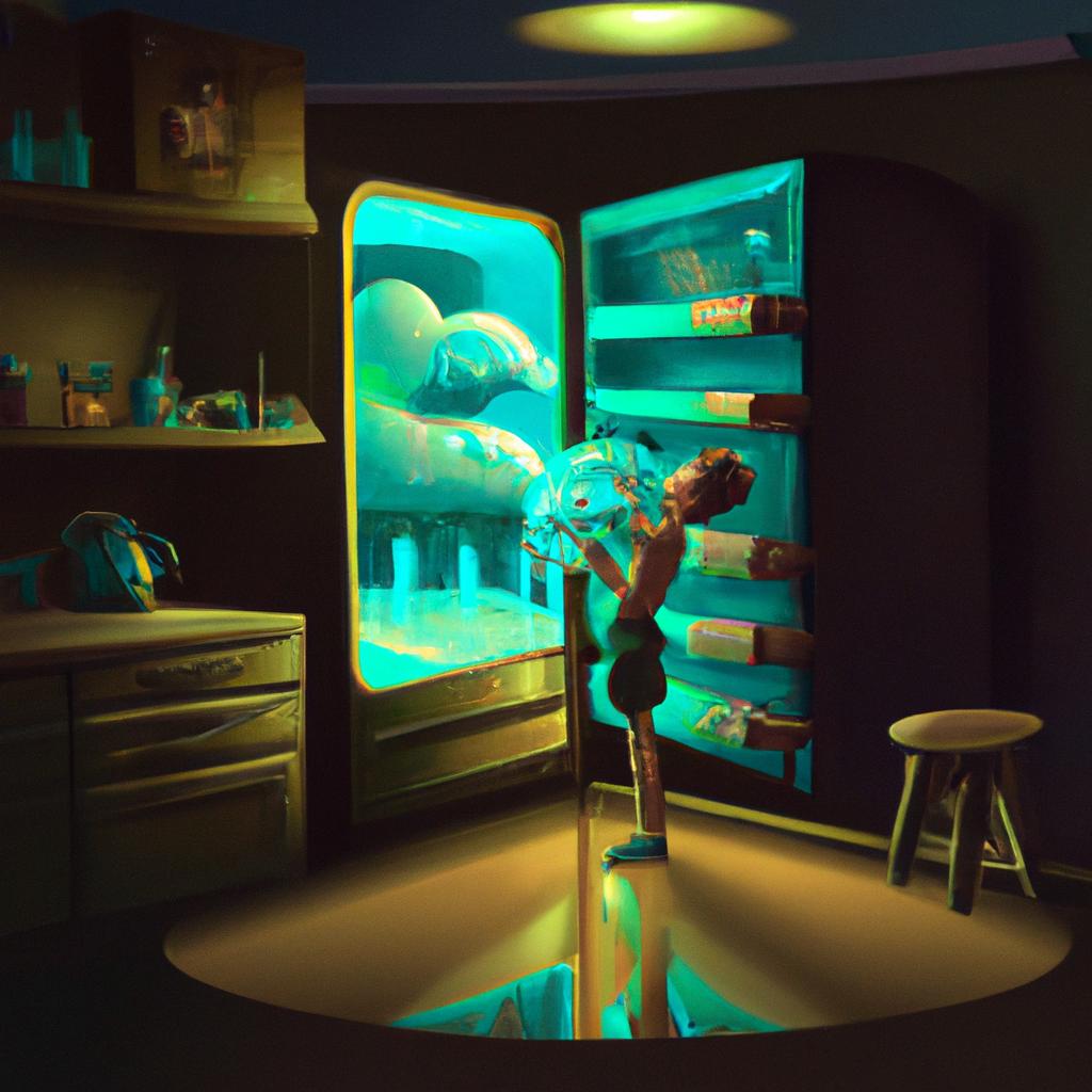 Imagem de capa do post "Sonhar com Gelo na Geladeira: Entenda o Significado!" com um desenho digital